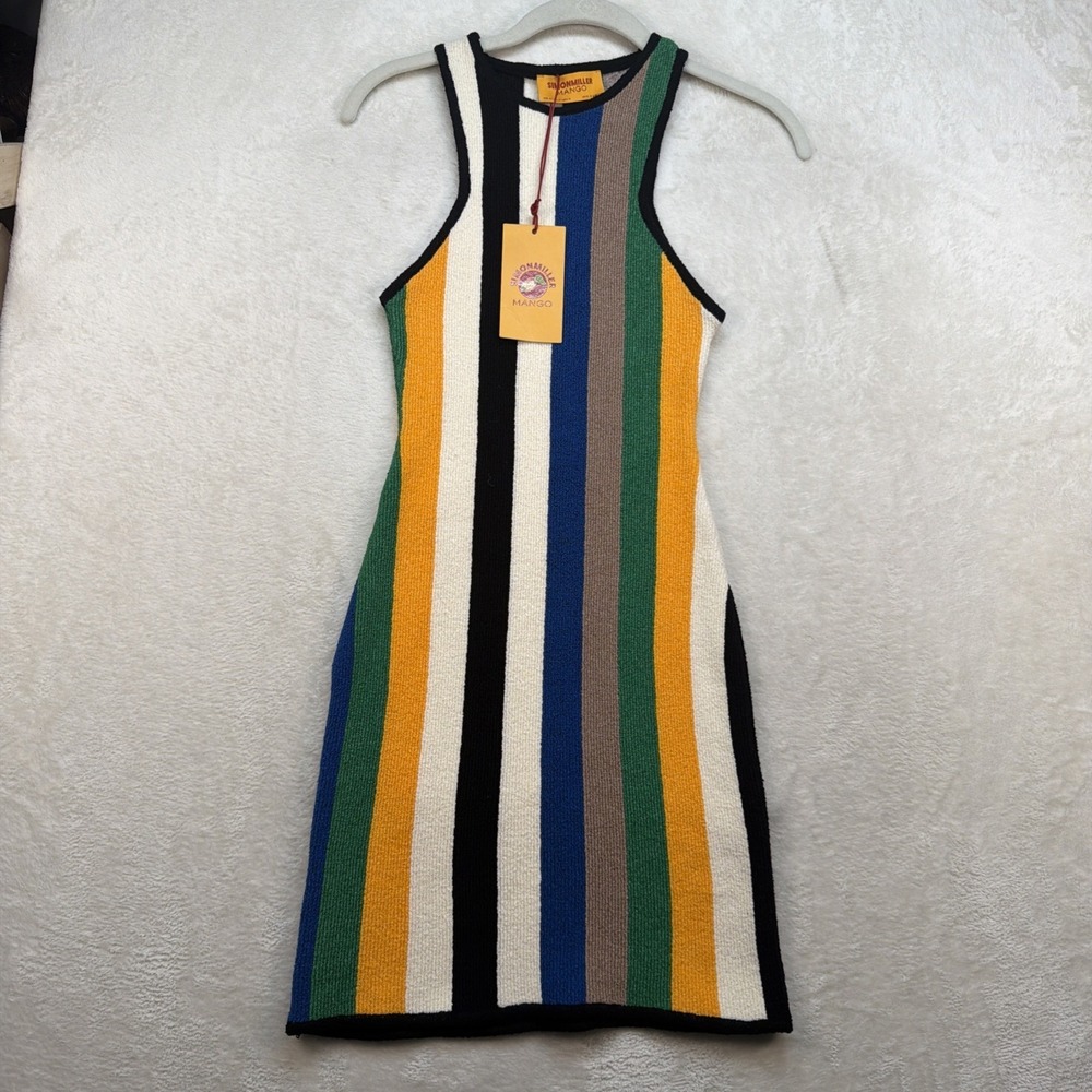 Simon Miller x Mango Striped Sweater Knit Tank Dress Bodycon Women's 6 NWT